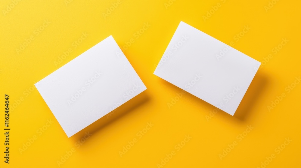 Creative Business Card Design Mockup Minimalistic Style Yellow Background Graphic Perspective Creative Business Card Design Mockup Minimalistic Style Yellow Background Graphic Perspective