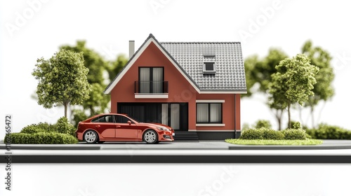 car in front of house