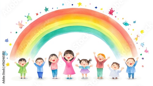 children and rainbow