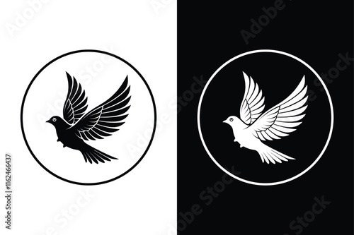 High Quality Bird Silhouette Vectors Perfect for Black and White Themes. photo