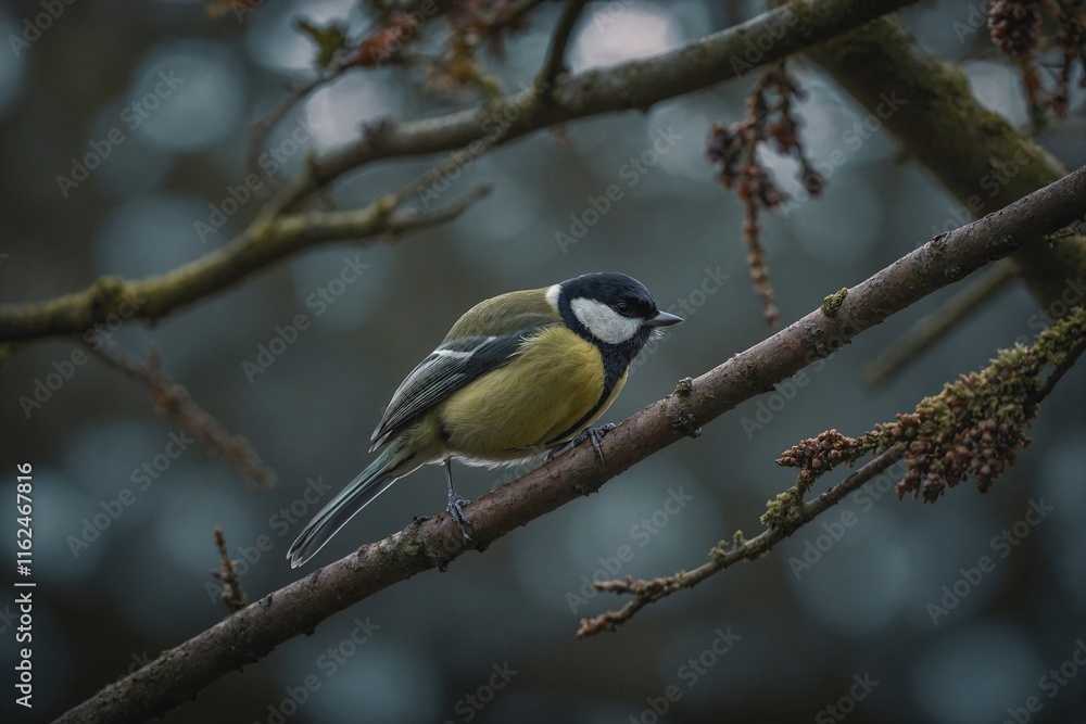 Fototapeta premium great tit bird in tree