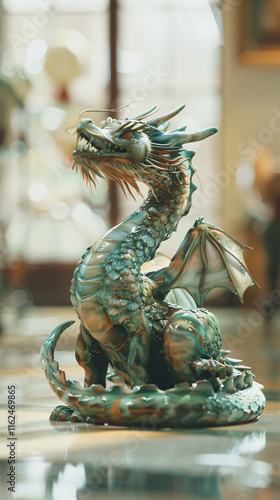 Majestic Jade Dragon Sculpture
