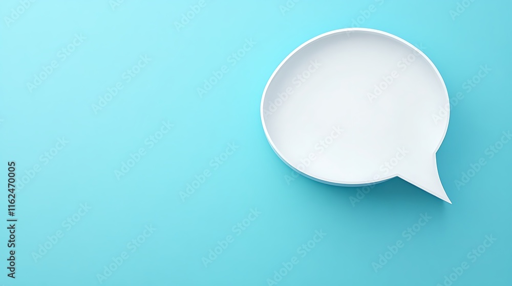White speech bubble on light blue background. White speech bubble on light blue background.