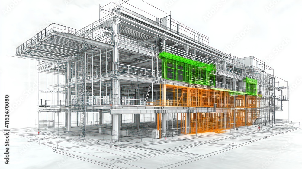 Obraz premium Architectural rendering showcasing structural design elements.