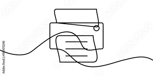 continuous line drawing of printer symbol. abstract line art illustration