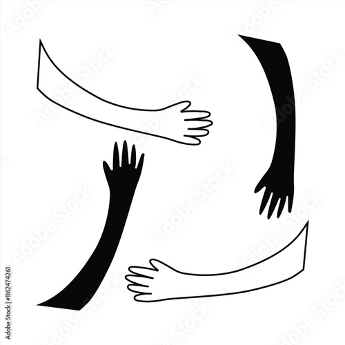 Hands hugs simple vector illustration