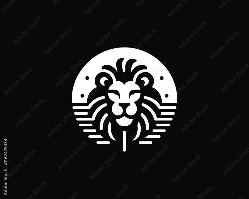 Fototapeta premium White Color Lion Head Logo Design Vector Template.