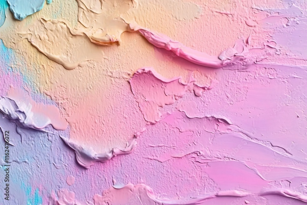 Soft Pastel Colors Blend in an Abstract Acrylic Painting on Canvas Surface Soft Pastel Colors Blend in an Abstract Acrylic Painting on Canvas Surface