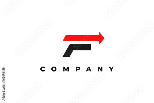 letter f and red arrow logo design