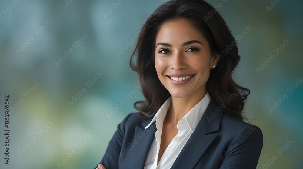 smiling hispanic businesswoman with blurred background smiling hispanic businesswoman with blurred background