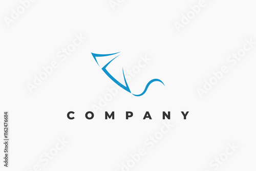Free Download flying kite line art minimal logo - GFXLoad