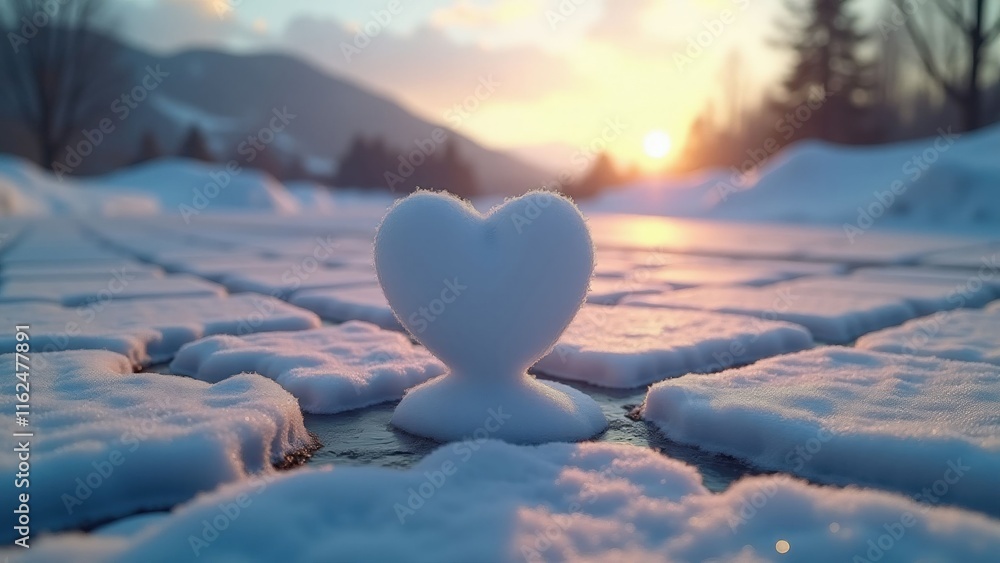 Fototapeta premium A realistic anti-Valentine’s Day image of a melting heart-shaped snowball on cracked pavement. Perfect for emotional storytelling and rejection themes..
