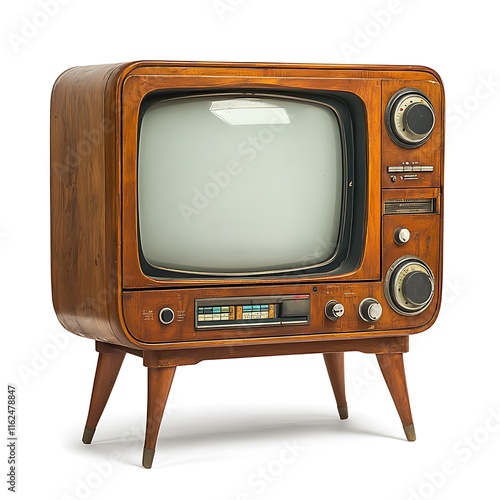 Vintage television isolated on white background. photo