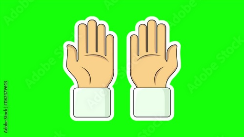 Flat Icon Hands Praying Animation Motion Graphic Green Screen