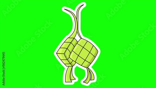 Rice Cake or Ketupat Icon Animation Motio Graphic Green Screen