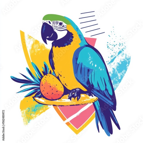 Vibrant parrot with pineapple tropical paradise digital art colorful artistic expression photo