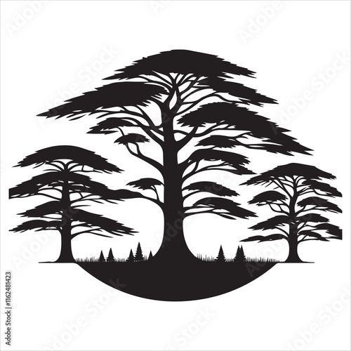 silhouette forest tree with background