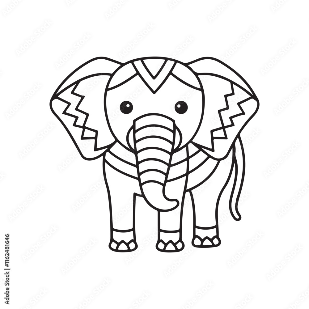 Fototapeta premium elephant icon line art