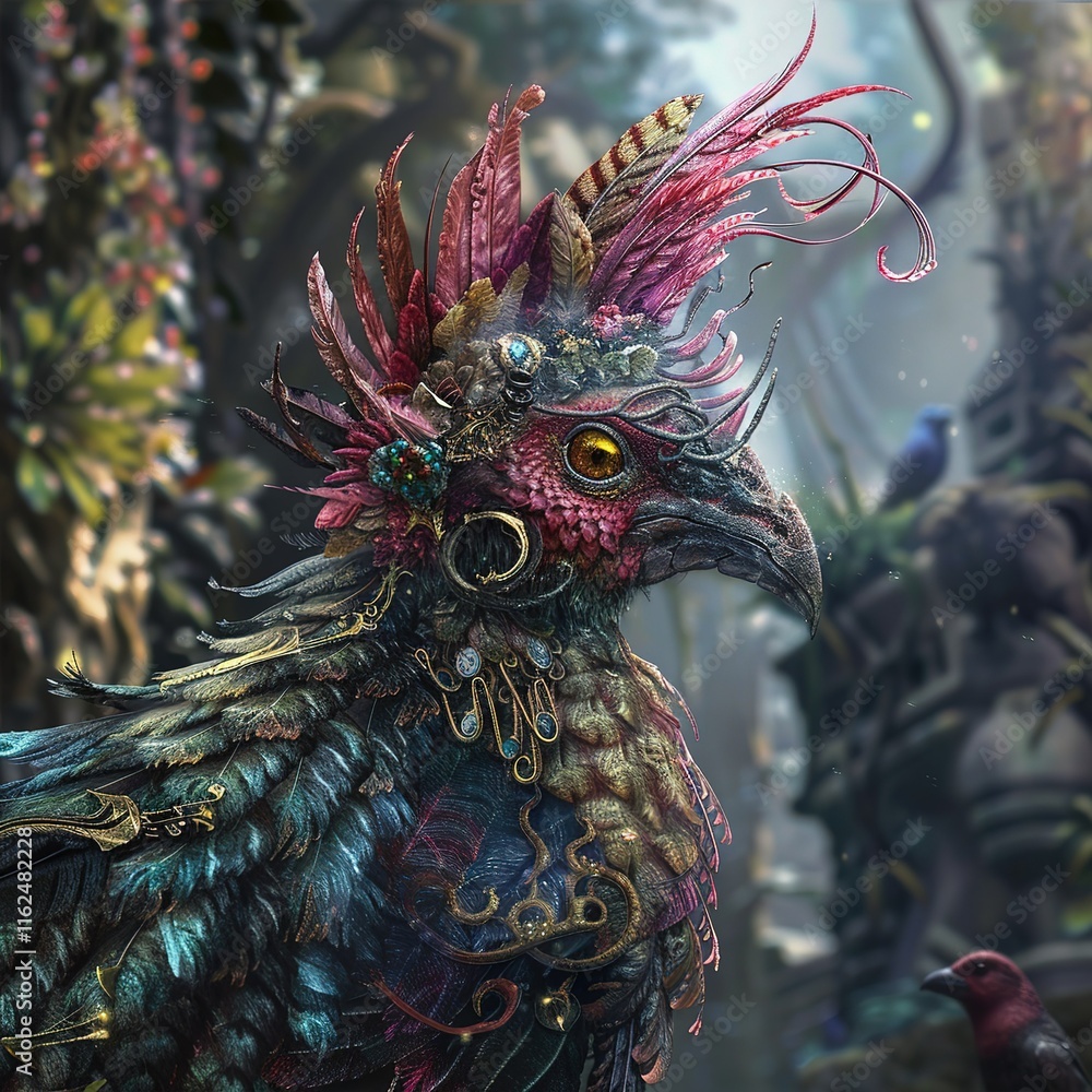 Obraz premium Cockatrice, detailed matte painting, deep color, fantastical, intricate detail, splash screen, complementary colors, fantasy concept art, 32k resolution trending