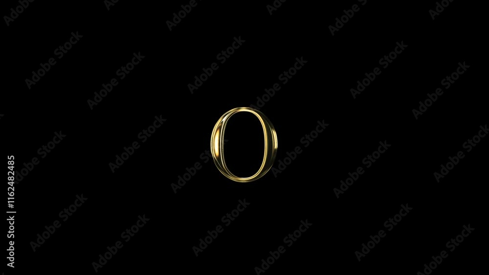 Golden letter O with alpha channel, English alphabet Golden letter O with alpha channel, English alphabet
