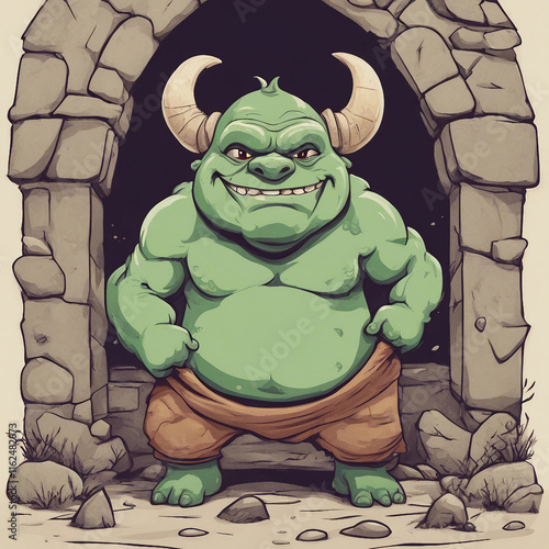 cute little ogre monster illustration photo