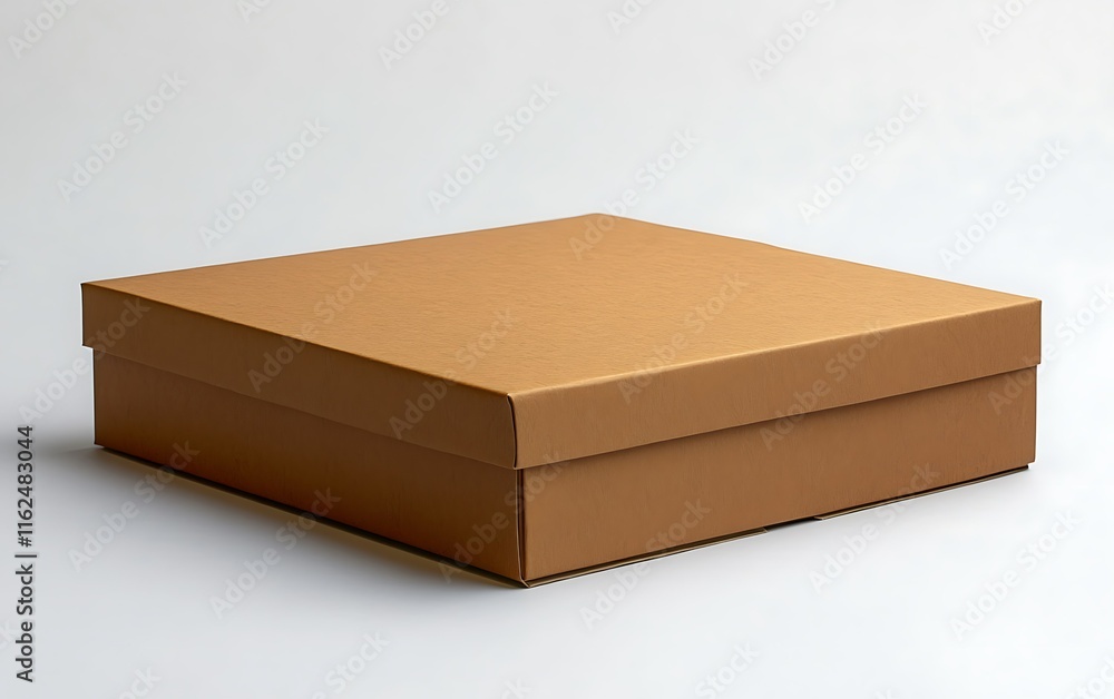 Square brown cardboard box on white background. Square brown cardboard box on white background.