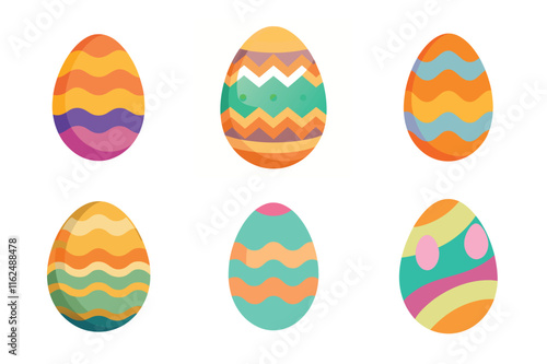 Set of easter eggs vector illustration on white background