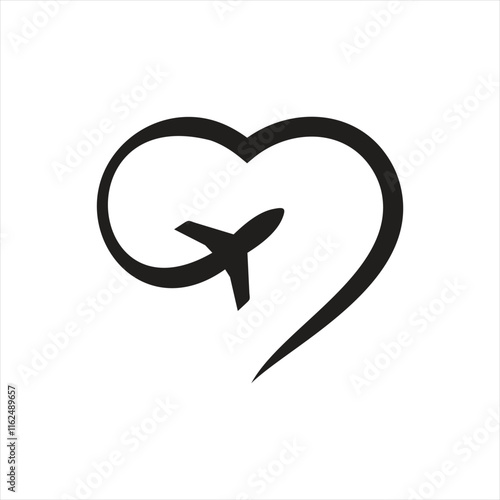 love and airplane logo concept, love traveling logo icons,
