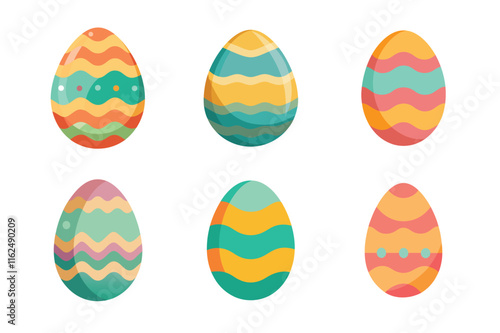 Set of easter eggs vector illustration on white background