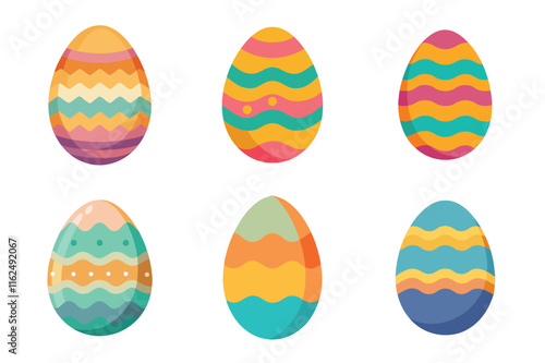 Set of easter eggs vector illustration on white background