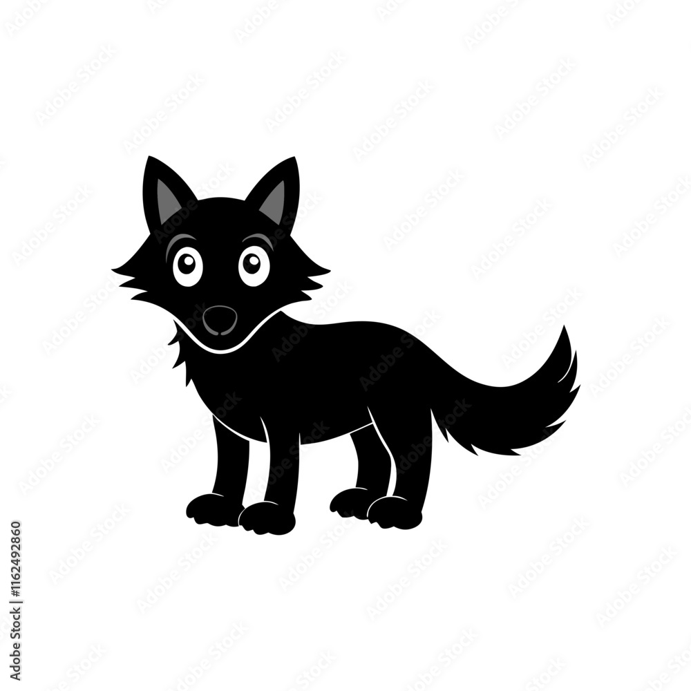 Obraz premium Wolf cartoon vector silhouette