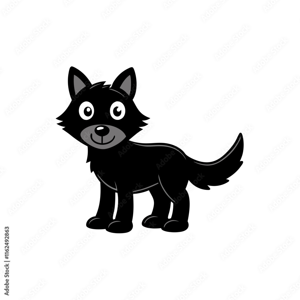 Obraz premium Wolf cartoon vector silhouette