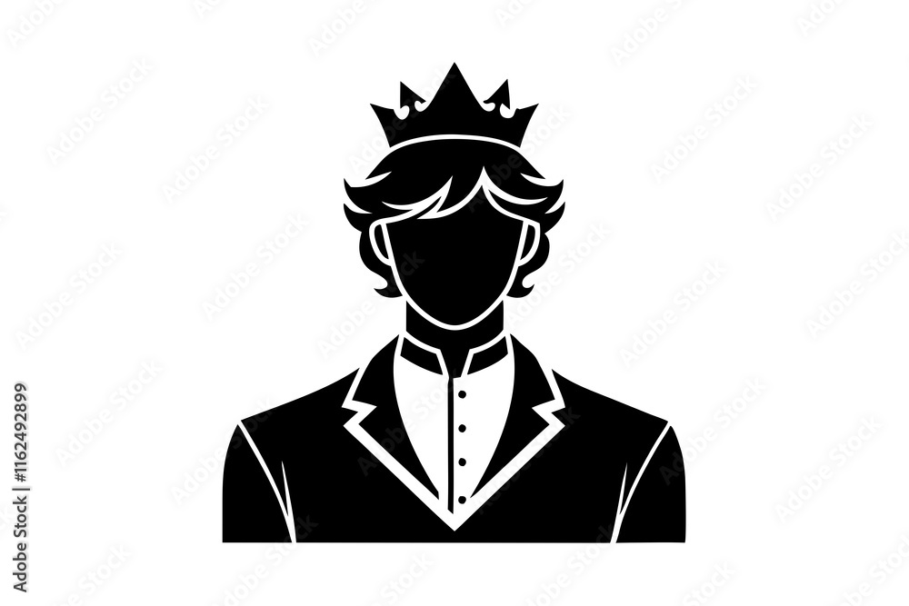 Prince vector silhouette isolated in white background Prince vector silhouette isolated in white background