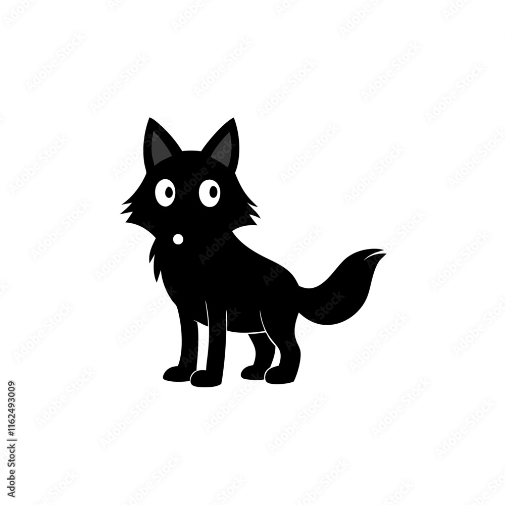 Obraz premium Wolf cartoon vector silhouette