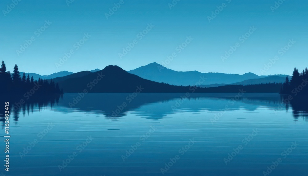 Minimalist Landscape of Mountains Reflecting in a Lake Wallpaper Background Minimalist Landscape of Mountains Reflecting in a Lake Wallpaper Background