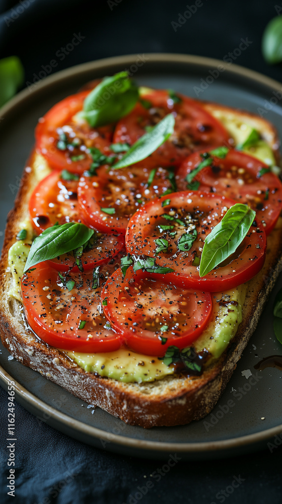 Avocado Toast with Tomatoes and Basil Avocado Toast with Tomatoes and Basil