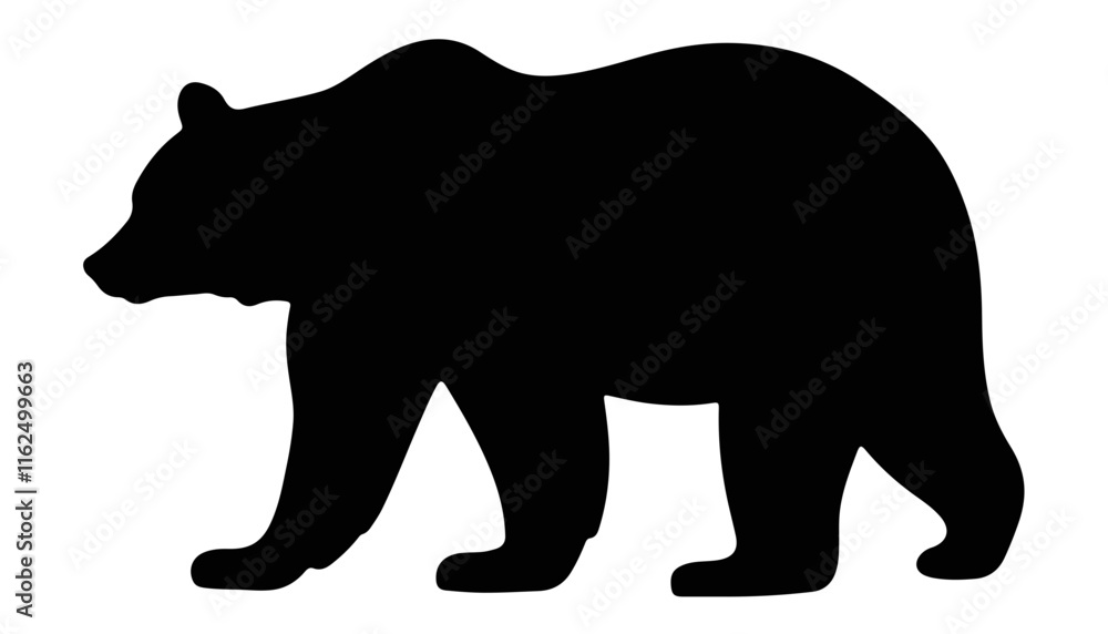 Fototapeta premium Bear silhouette walking against a plain background