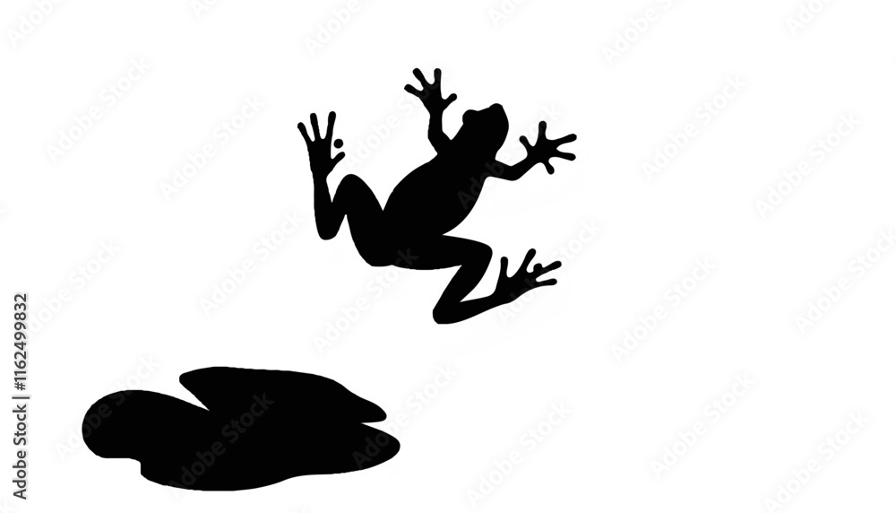 Obraz premium Jumping frog silhouette against white background