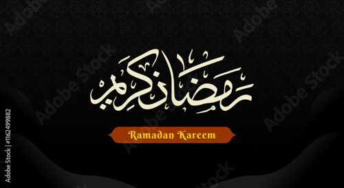 Ramadan Kareem design background. Arabic calligraphy translates Ramadan Kareem, meaning generous Ramadan