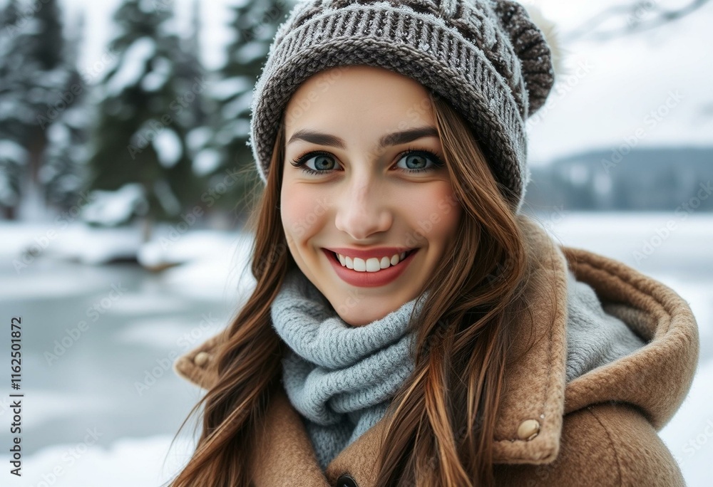 Female portrait in winter outdoor setting Female portrait in winter outdoor setting