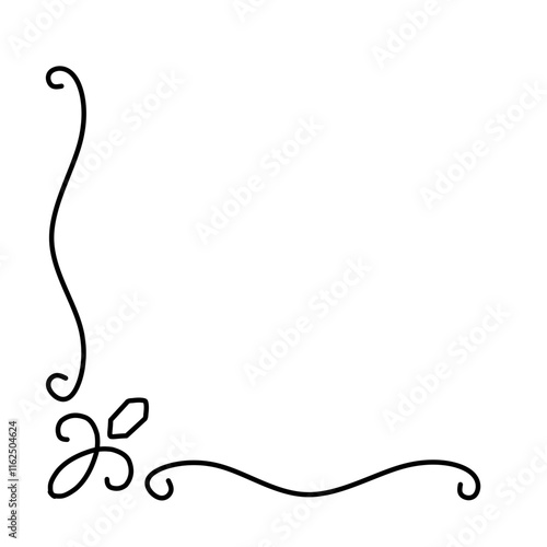 hand drawn Decorative corners doodle frames . Vintage decorative corner border with hearts