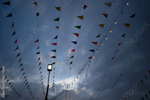 Flags used for festivals or traditional events in Asian countries.
