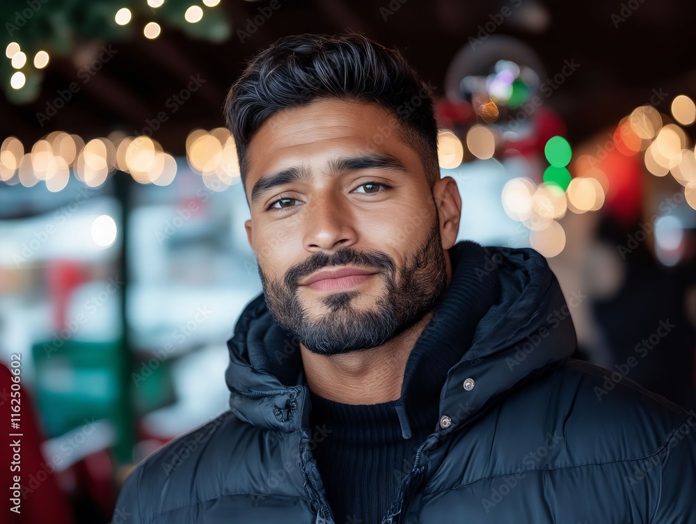Obraz premium A man with a beard smiles at the camera