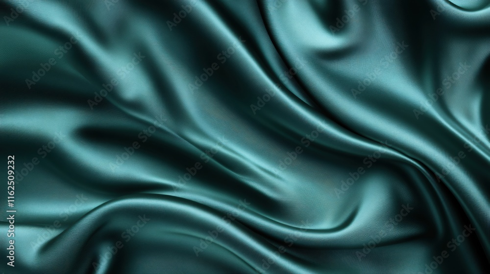 Luxurious Smooth Teal Satin Fabric with Soft Waves and Elegant Texture for Background Luxurious Smooth Teal Satin Fabric with Soft Waves and Elegant Texture for Background