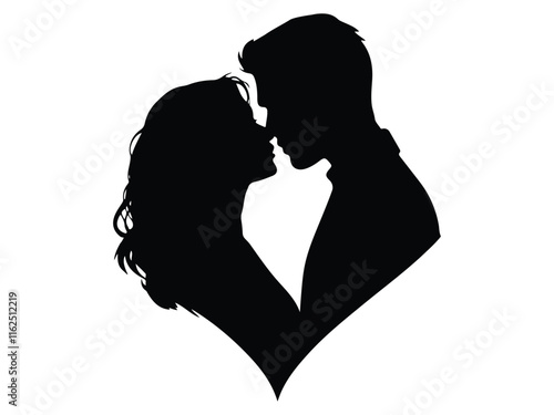  Valentine's day .romantic couple kissing silhouette
