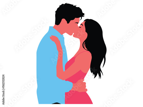  Valentine's day .romantic couple kissing silhouette