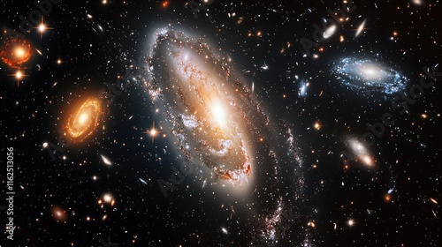 A Stunning Deep Space Image Showing Multiple Galaxies photo