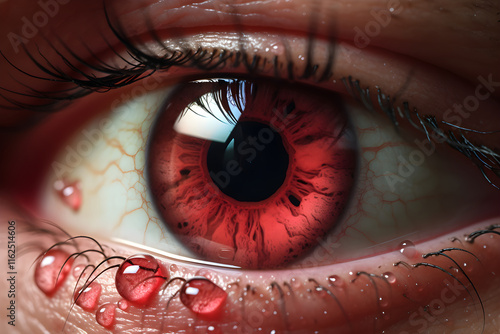 Close-Up View of EKC (Epidemic Keratoconjunctivitis) Infected Human Eye photo