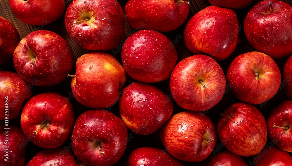 Flat Lay Top View of Bright Ripe Fragrant Red Apple Fruit as Background Flat Lay Top View of Bright Ripe Fragrant Red Apple Fruit as Background