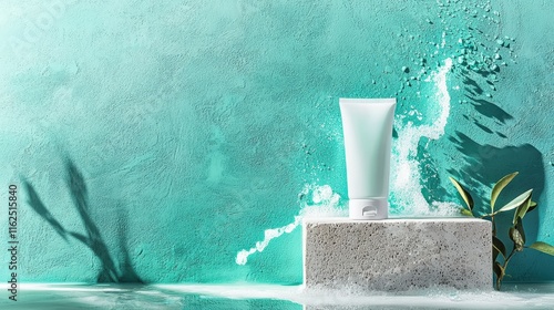 Luxury cosmetic mockups with water splashes and vibrant backgrounds for skincare and beauty branding